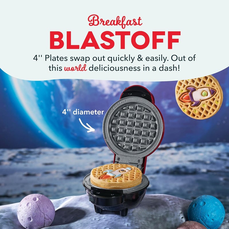 Dash نظام MultiMaker® ميني مع لوحات وافل سيراميك غير لاصقة قابلة للإزالة بحجم 4 بوصات (صاروخ ونجمة) - عبوة لوحتين متوافقة مع نظام MultiMaker® ميني، سطح سيراميك غير لاصق - Image 4